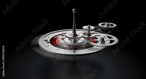 Clock mechanism gears rapidly spinning to depict urgency and the pressurized requirement for efficiency and immediate timely completion ,fast ,accelerating ,prompt
