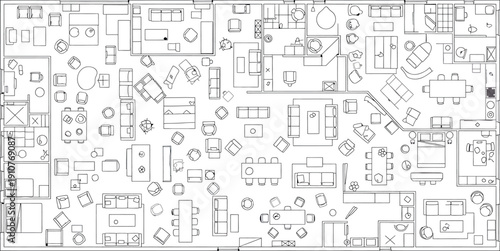 A blurry black and white blueprint or schematic image isolated on transparent background