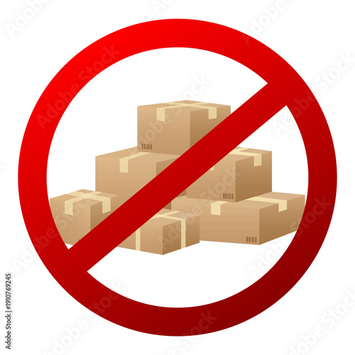 No Delivery Boxes Sign. Vector illustration.