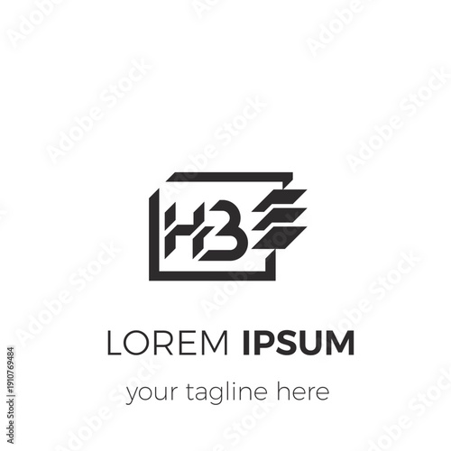 The HB letter monogram logo with a square frame line style decorated with three roofs, an elegant yet simple logo.