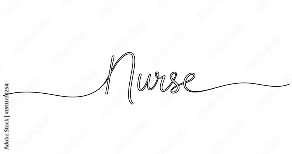 Obraz premium Elegant nurse script design with decorative linework. No editable strokes