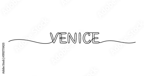 Venice written in continuous line art on minimalist white background. No editable strokes