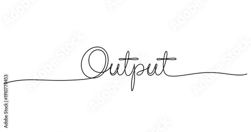 Black outline calligraphy script of the word 'output' on white background. No editable strokes