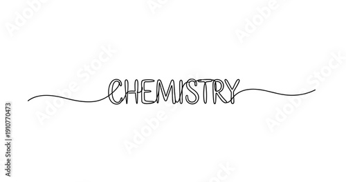 Creative chemistry text design with continuous line art on white background. No editable strokes
