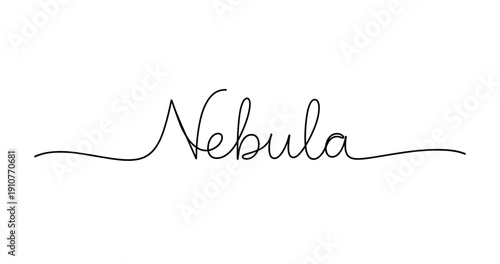 Elegant continuous line art of the word 'nebula' in cursive style. No editable strokes