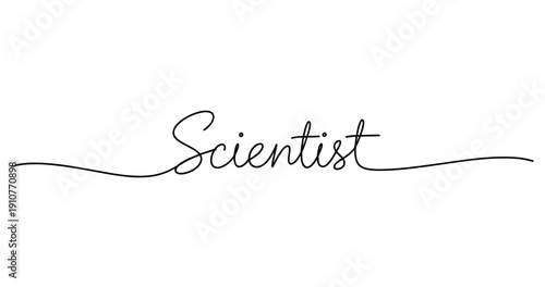 Elegant handwritten script spelling 'scientist' on white background. No editable strokes