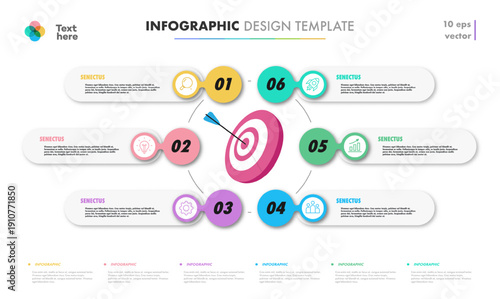 Infographic template 6 parts for business strategy, start up project, presentation, logic analysis, theory basic operation