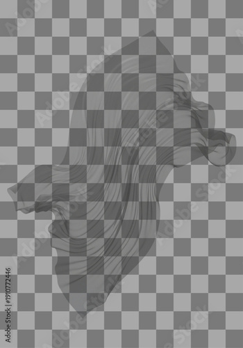 Flowing Fabric Dynamic Swirl Smooth Translucent Digital Illustration Gray Silk Element Isolated Object