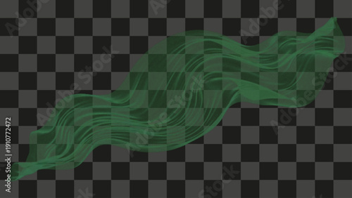 Fluid Element wavy shape ethereal illustration effect deep flowing transparent dark green graphic