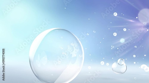 Wallpaper Mural Abstract bubbles with a soft blue background and light effects. Torontodigital.ca