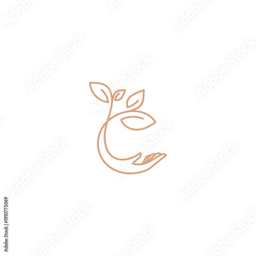 Hand holding sprout representing growth nature and environmental care.