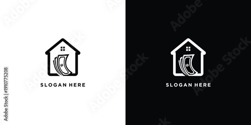 House with money logo design for real estate business.