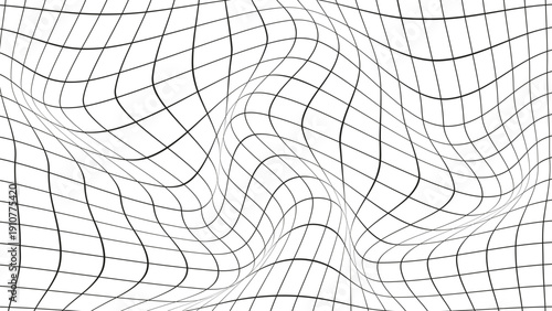 Abstract futuristic wireframe wave background with white curved mesh grid, perspective depth and clean digital technology surface, modern vector illustration.
