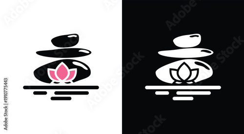 Zen stones with lotus flower balance and harmony concept.