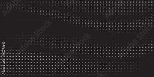 Hexagon halftone gradient texture. Abstract black and white spotted grunge background. Geometric retro tech wallpaper. Fading wavy hexagonal pattern backdrop. Vector vanishing honeycomb grunge