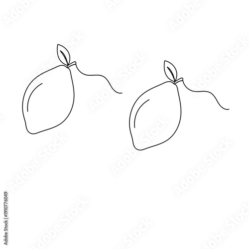 Lemon continuous one-line drawing on a white background

