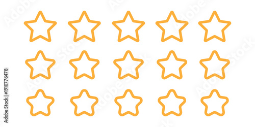 Collection of Simple Star Icons – Outline and Filled Rating Stars for Review, Feedback, Quality Mark and Interface Graphics