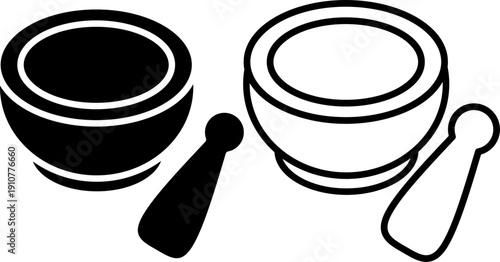 Solid and Outline Mortar Pestle