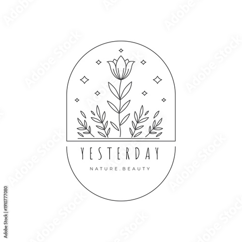 Flower botany minimalist logo design vector