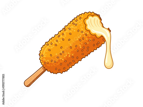 Golden Crunchy Korean Cheese Corndog Vector Design