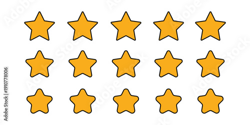 Collection of Simple Star Icons – Outline and Filled Rating Stars for Review, Feedback, Quality Mark and Interface Graphics