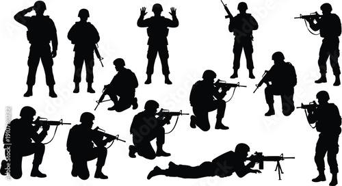 soldier, military, silhouette, army, combat, weapon, rifle, tactical, defense, security, infantry, war, training, protection, force, patrol, mission, armed, battlefield, uniform