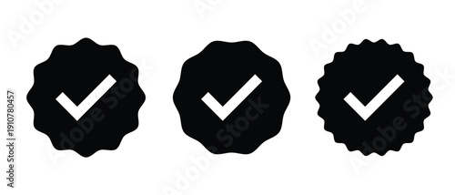 Green Verified Checkmark Badge Icons – Approval, Certification, Verification Symbols in Minimal Flat Style