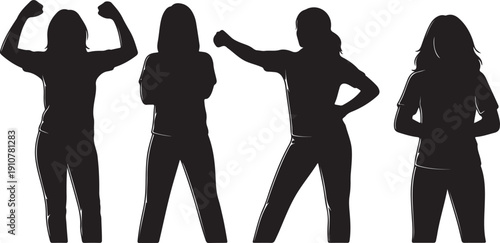 Group of strong women climbing highly on the stairs, hold hands and help each other. Females community with different ethnicity represent friendship, sisterhood. Women empowerment and equality concept