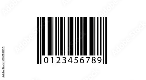 A high-quality black and white vector icon of a barcode with numbers below, perfect for retail and product identification