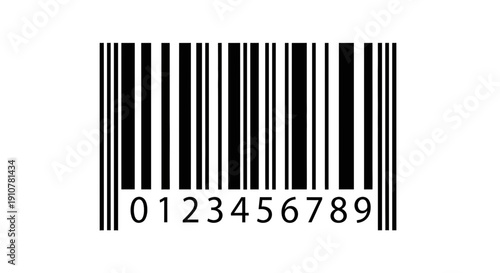 Simple black and white barcode with numbers for product identification and scanning