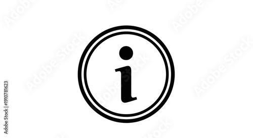 Information symbol in a circle, simple graphic icon for informational purposes, black and white vector illustration