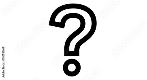 Black and White Question Mark Icon Symbolizing Inquiry, Uncertainty, and the Need for Answers