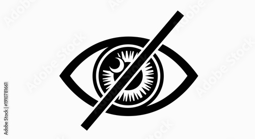 Black and white vector icon representing blindness or no vision, suitable for accessibility and awareness campaigns