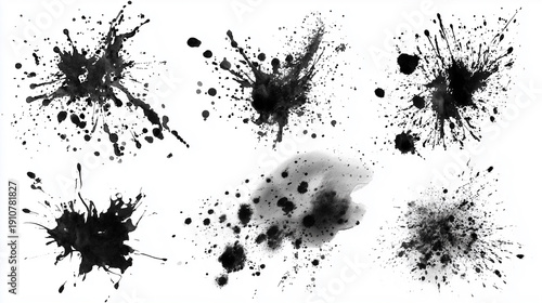 黒の飛び散ったインクの素材集