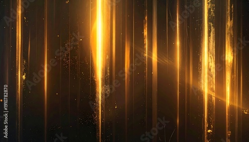 Golden Vertical Streaks with Lens Flares and Particles