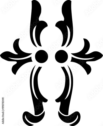 black symmetrical ornate gothic cross vector floral baroque decorative emblem
