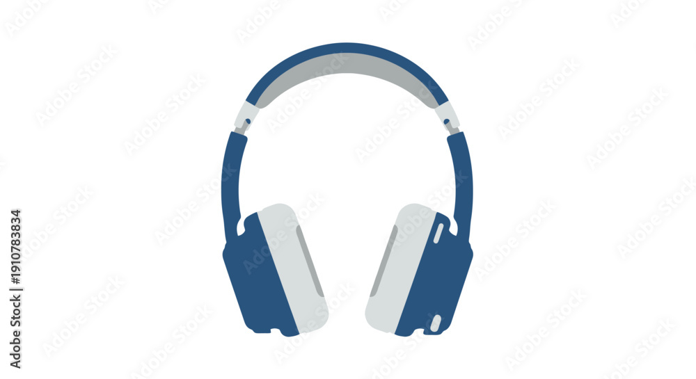 Fototapeta premium Blue and white headphones illustration on a clean background showcasing technology and modern lifestyle accessories