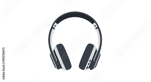 Modern headphones displayed on a white background from a front viewpoint showcasing technology and audio equipment