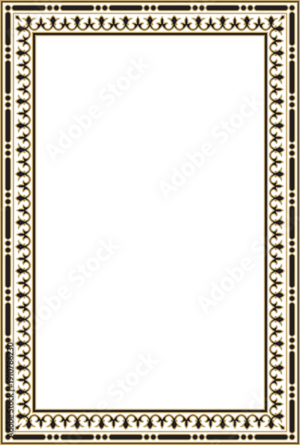 Vector gold and black square classic byzantine ornament. Rectangle, border, Ancient Greece, Eastern Roman Empire frame. Decoration of the Russian Orthodox Church
