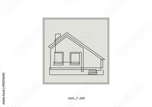 Continuous Line Art Houses. line icon-continuous line drawing. Editable stroke.	
