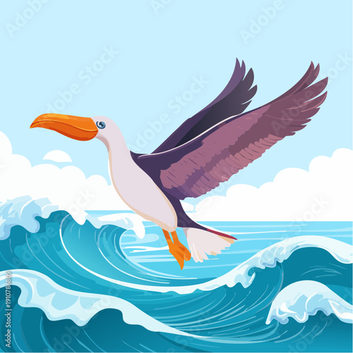 seagull in the sea