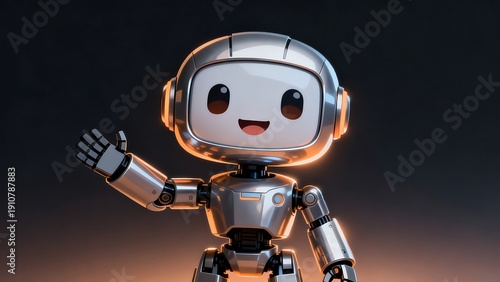 Cute robot waving hand