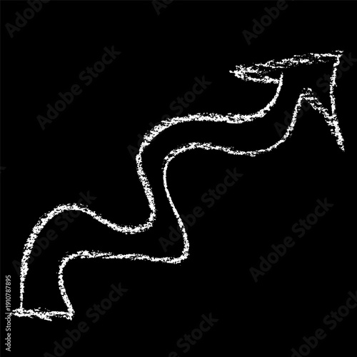 Hand Drawn Chalk Freehand Arrow on Chalkboard Background