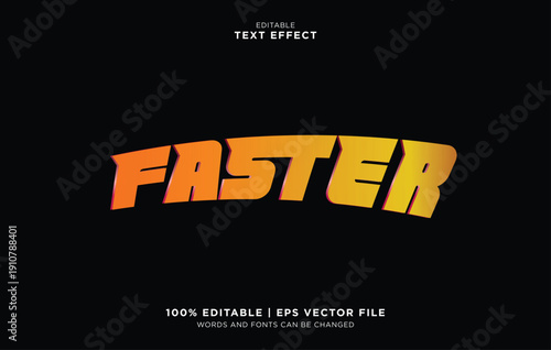Editable Vector Text Effect: 'Faster' in 3D Gradient Style on Black Background