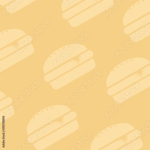 Seamless Burger Pattern Fast Food Background Cute Minimal Vector Texture