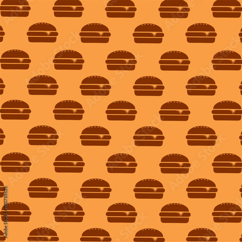 Seamless Burger Pattern Fast Food Background Cute Minimal Vector Texture