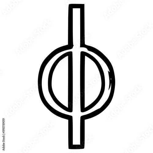 doodle phi Greek alphabet illustration hand drawn outline vector