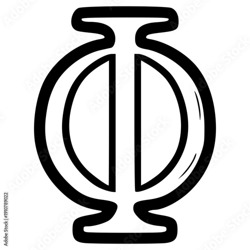 doodle phi Greek alphabet illustration hand drawn outline vector