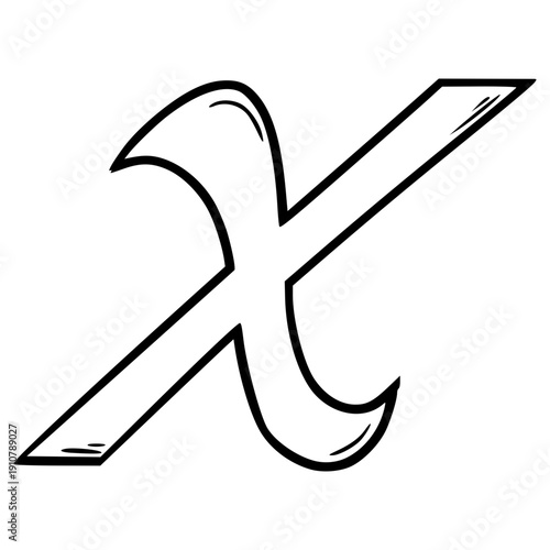 chi Greek alphabet illustration hand drawn outline vector