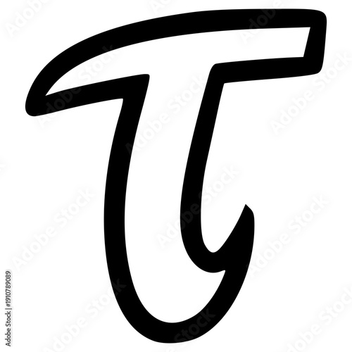 doodle tau Greek alphabet illustration hand drawn outline vector